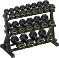 HANDBODE 3-Tier Dumbbell Rack Stand, 1000LB Capacity Storage Rack, Weight Rack for Dumbbells, Kettlebell, 390–700 lb Rubber Coated Fixed Weight Sets, Home Gym Strength Training Equipment