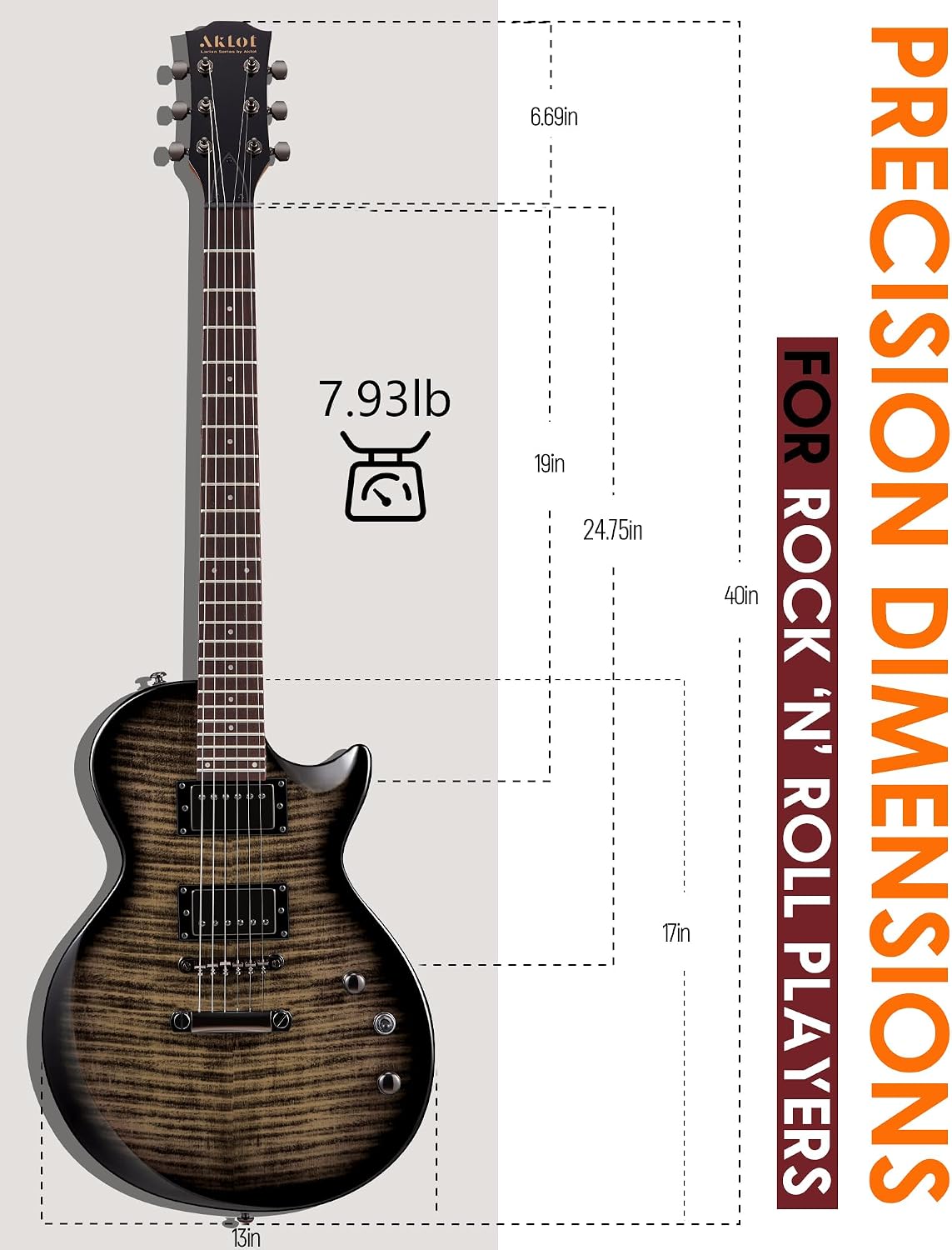 AKLOT 24-Fret Electric Guitar Kit, 40 inch Single Cut (LP Style), Modern Playability Coil-Split Humbucker Pickups, 18:1 Tuning Pegs,W/Guitar Accessories Gig Bag,Cable,Strap,Picks,Strings,Tuner,Book