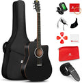 Vangoa 41' Acoustic Guitar Bundle for Adults Beginners Teens Dreadnought Full Size Cutaway Guitarra Acústica Kit with Wooden Bindings, Gig Bag, Tuner, Steel Strings, Capo, Strap, Black