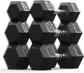 Rubber Encased Hex Dumbbell, Hand Weights with Anti-Slip Cast Iron Grip for Exercise & Fitness, Weights Dumbbells Set of 2 for Strength Training