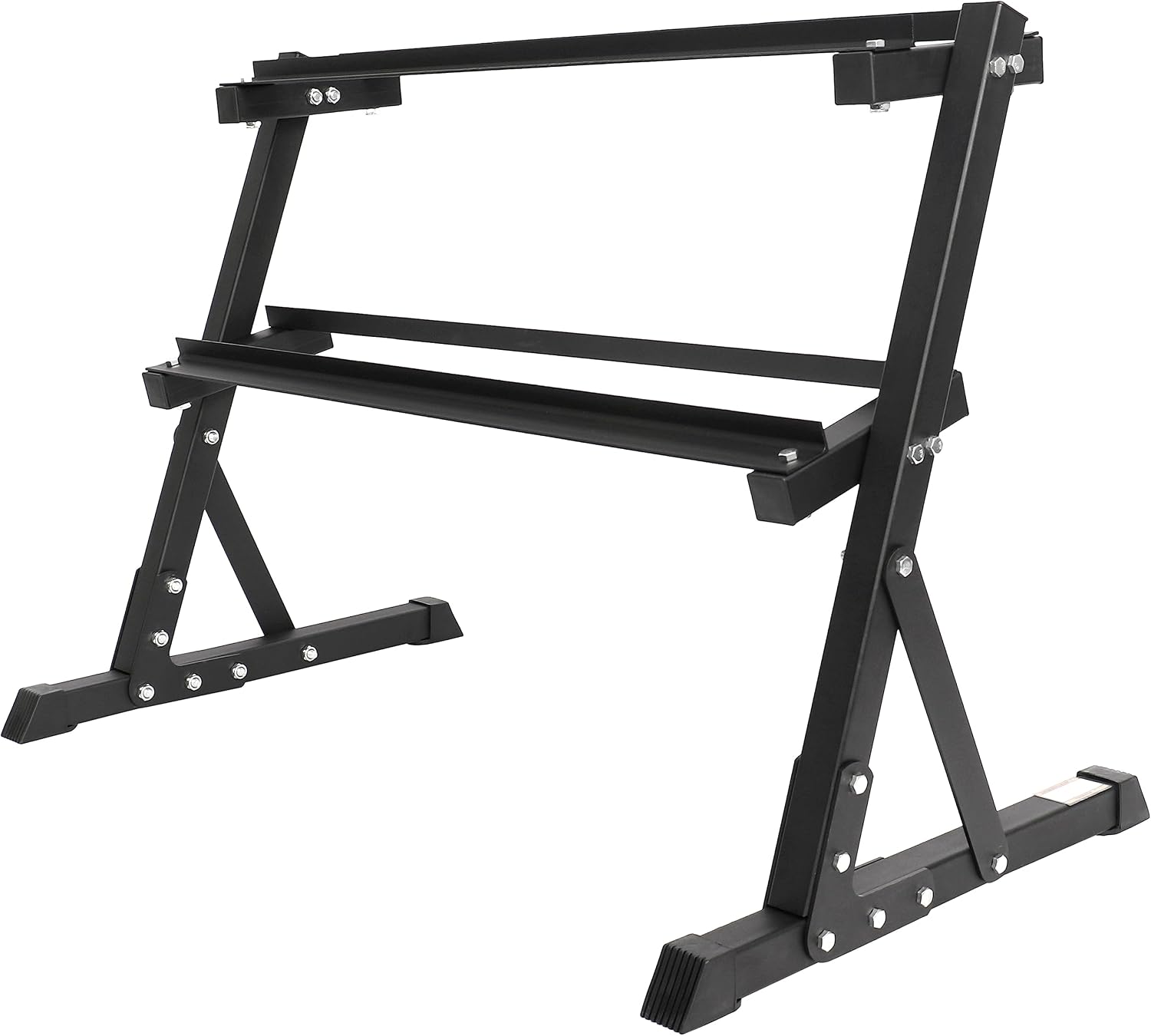 Signature Fitness Fitvids Rubber Encased Hex Dumbbell – 25LB Pair with 2-Tier Rack – 25LB Pair with 2T-Rack, Bundle – Black