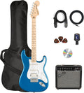Fender Squier Affinity Stratocaster HSS - Lake Placid Blue Bundle with Frontman 15G Amplifier, Instrument Cable, Gig Bag, Tuner, Strap, Picks, and Austin Bazaar Instructional DVD