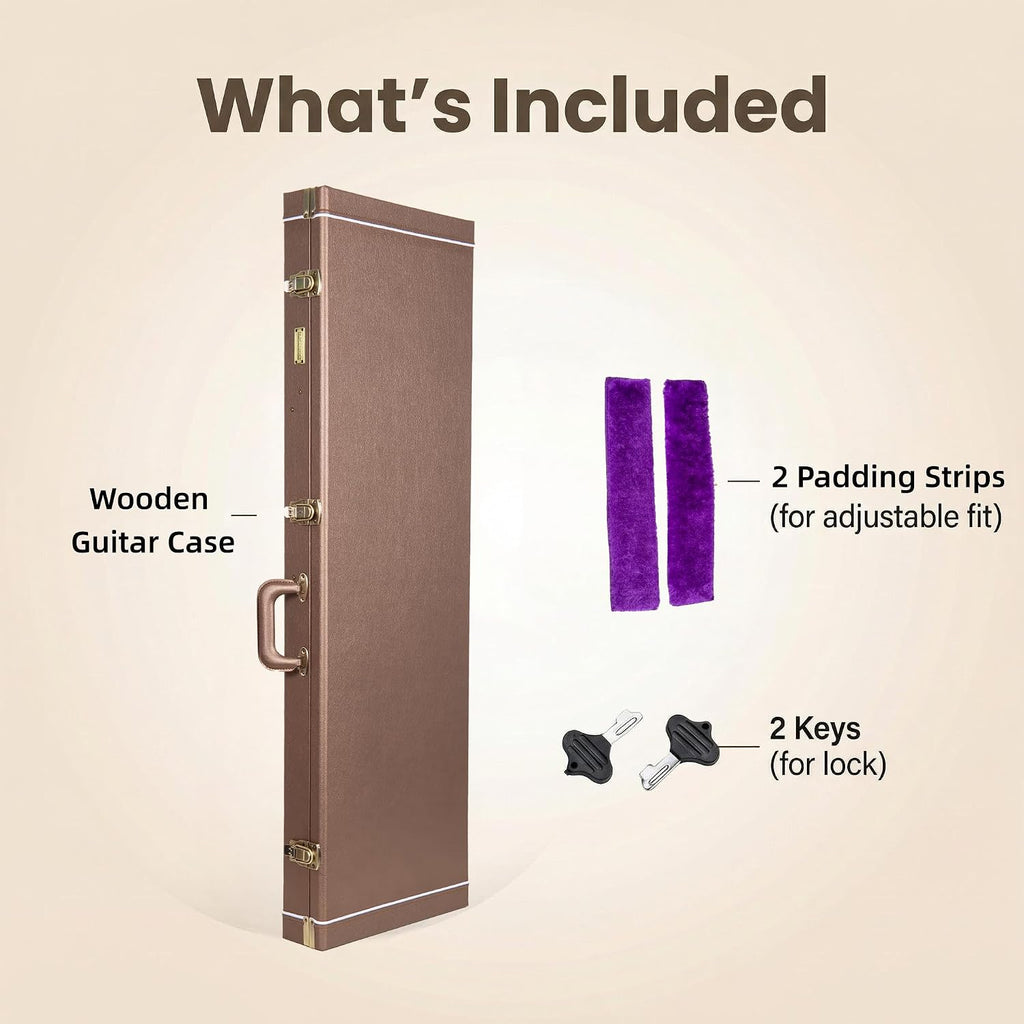 Crossrock Wooden Bass Guitar Case for Fender Precision & Jazz | Chocolate Brown Finish, Purple Velvet Interior, Lock – Designer Series(CRW520BCB)
