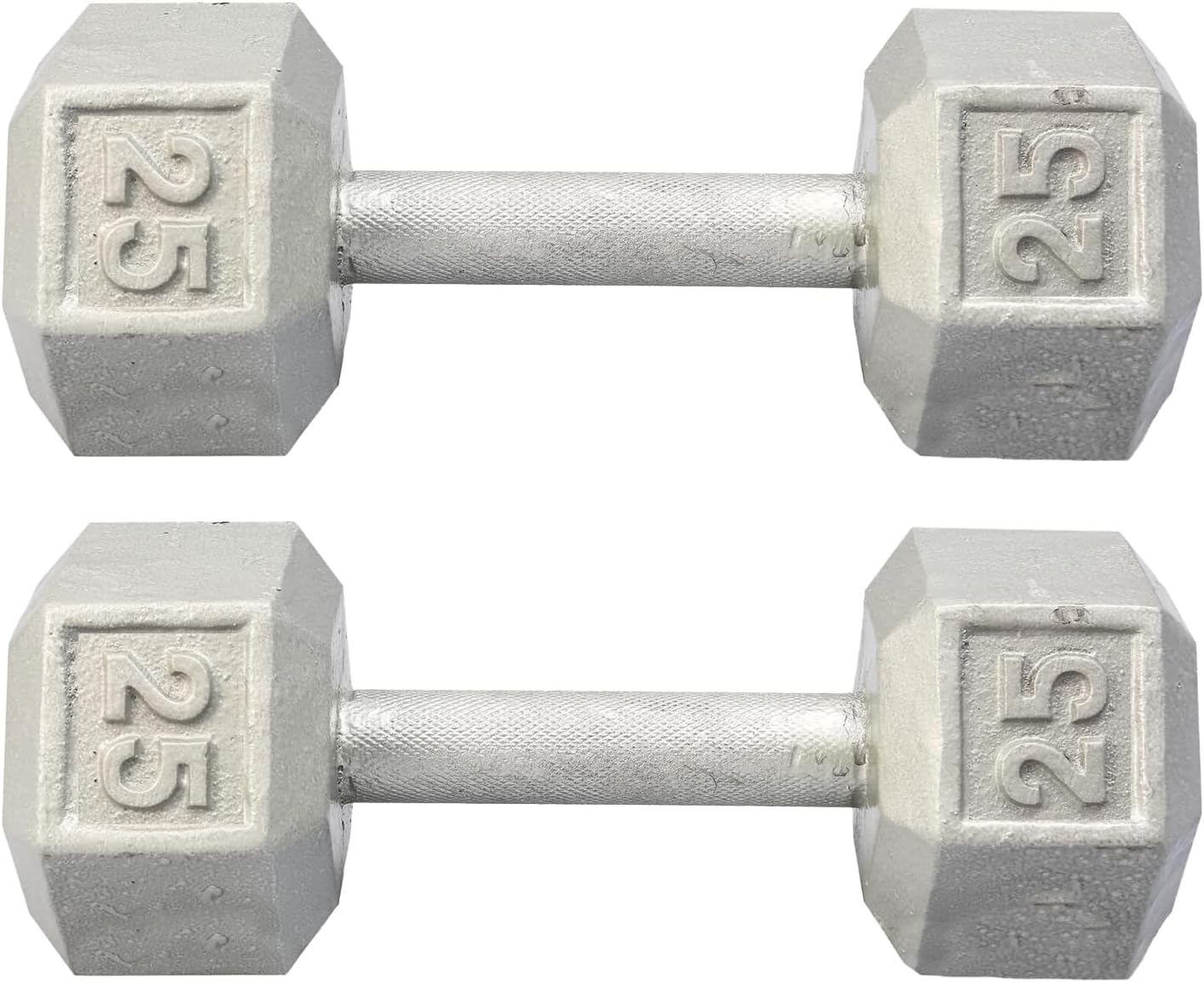 Hydra Fitness Exchange Cast Iron Hex Dumbbell 3 lb to 100 lb (in Single & Pair) - Solid Hexagon Silver Coating Dumbbell Set Strength Training Free Weights for Women & Men Residential Only