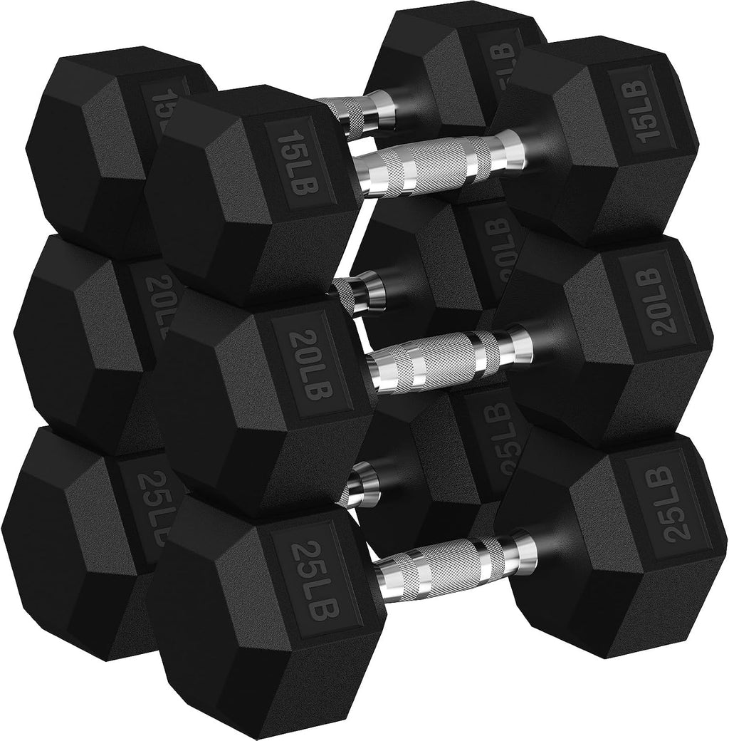 Hex Dumbbell Sets with Rack, 90-640 lb Rubber Encased Exercise & Fitness Dumbbells Set, Hand Weight for Strength Training, Weight Dumbbells
