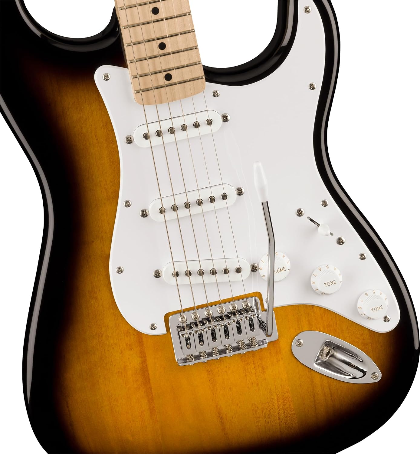 Fender Squier Sonic Stratocaster - 2-Color Sunburst Bundle with Fender Mustang Micro Headphone Amp, Cable, Strap, Picks, and Austin Bazaar Guitar DVD