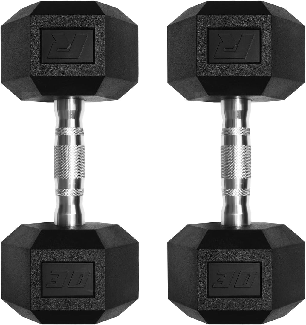 Ritfit 5-650 LBS PVC Encased Hex Dumbbell Sets with Optional Rack for Home Gym, Hand weight with Chrome Handle for Strength Training,Workouts