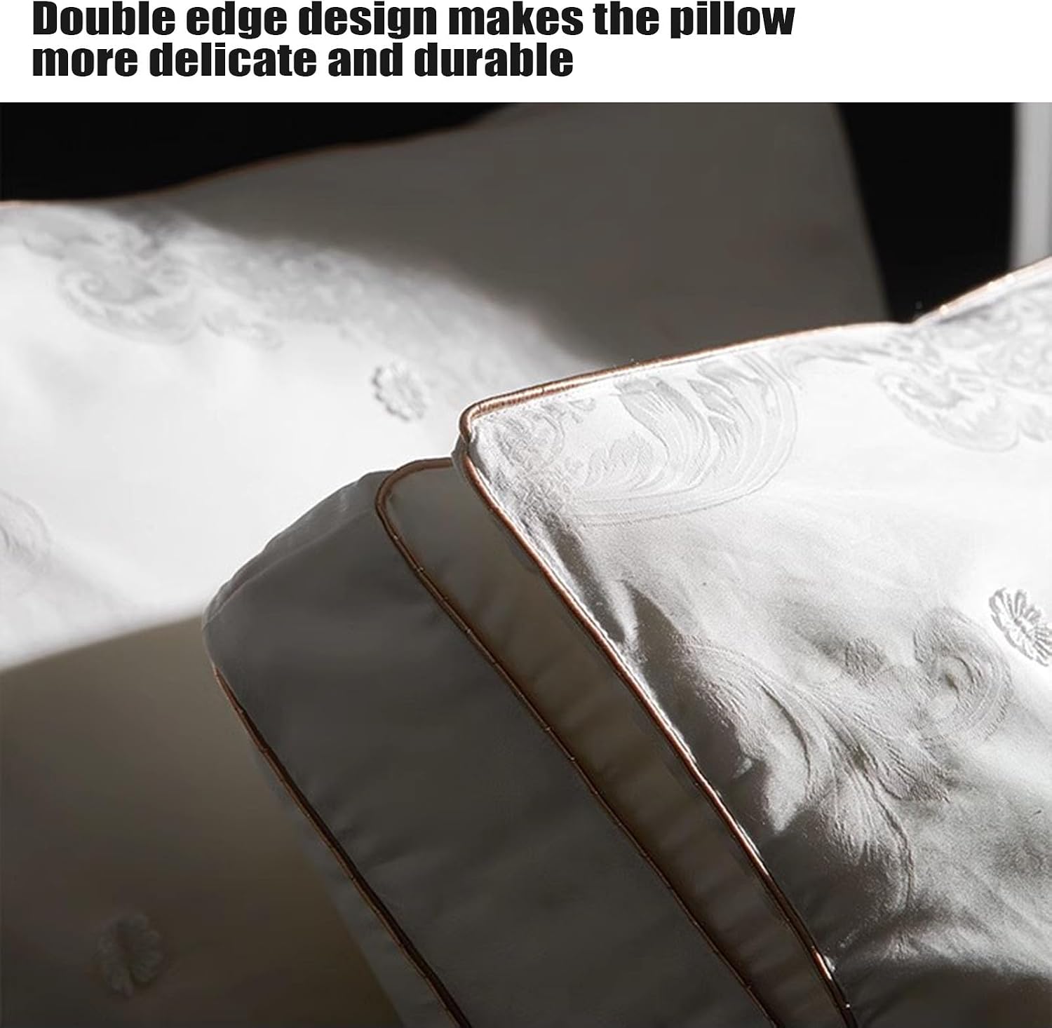 Luxury Mulberry Silk Filled Pillow 2 Pack - 100 Count Cotton Jacquard Pillowcase, Ultra-Soft & Smooth Natural Mulberry Silk Bed Pillows for Sleeping, Head & Neck Support, 48 X 74CM,Pink
