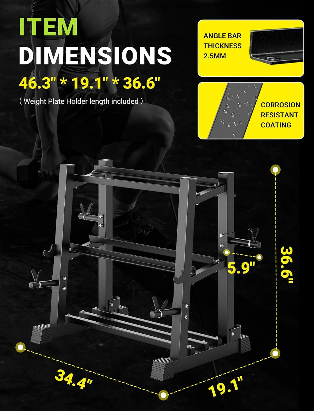 YOLEO Dumbbell Rack - 3 Tier & 5 Tier Compact Weight Rack for Dumbbell, Kettlebell, Barbell, Heavy Duty Weight Storage Organizer, Space-Saving Dumbbell Storage Stand Holder for Home Gym - 1100LBS Capacity (Rack Only)