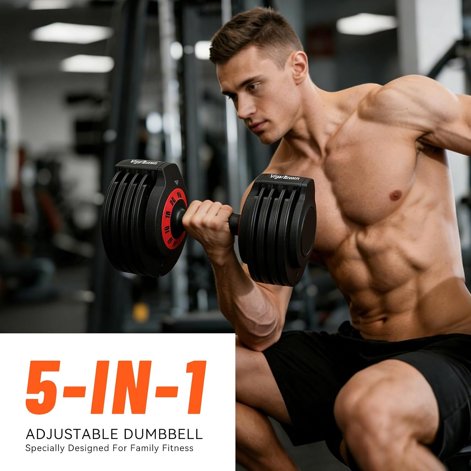 Adjustable Dumbbell Set, 2-in-1 Weights with Anti-Slip Handle, Fast Weight Adjustment for Home Gym, Strength Training, Single/Pair with Tray