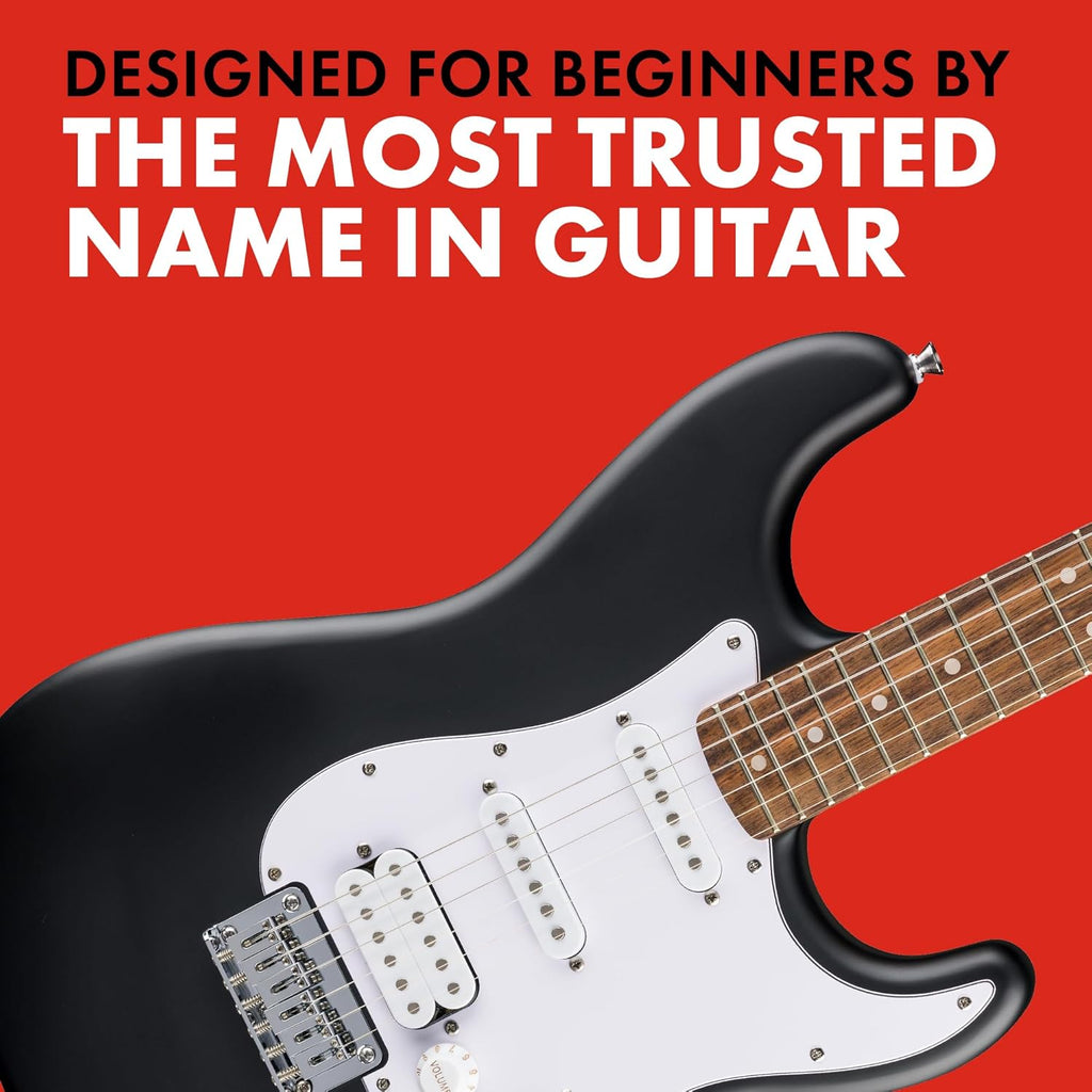 Fender Squier Debut Series Stratocaster HT HSS Electric Guitar, Beginner Guitar, 2-Year Warranty, Includes Free Lessons, Black with Satin Urethane Finish