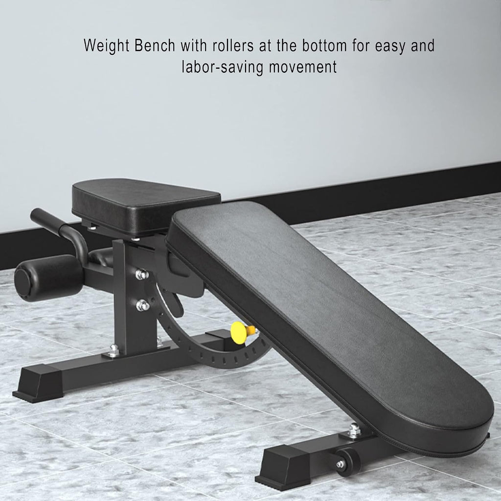 Weight Bench Adjustable Workout Bench Multi-Purpose Exercise Bench Fitness Equipment for Home Gym Barbell Dumbbell Bench Press and Strength Training Load 400KG,Black