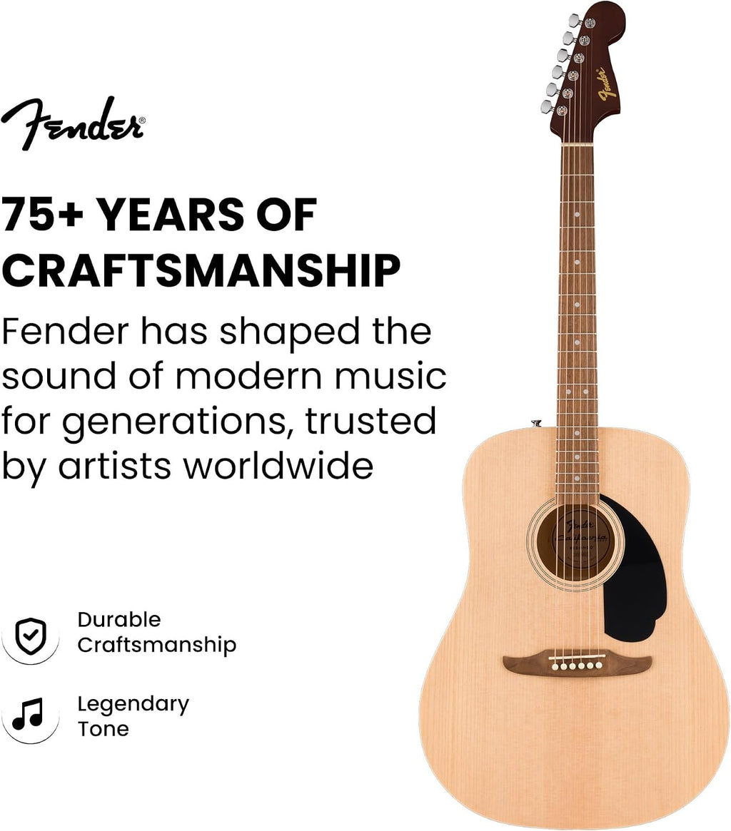 Fender Dreadnought Acoustic Guitar - Natural Bundle with Gig Bag, Tuner, Strings, Picks, and Austin Bazaar Instructional DVD
