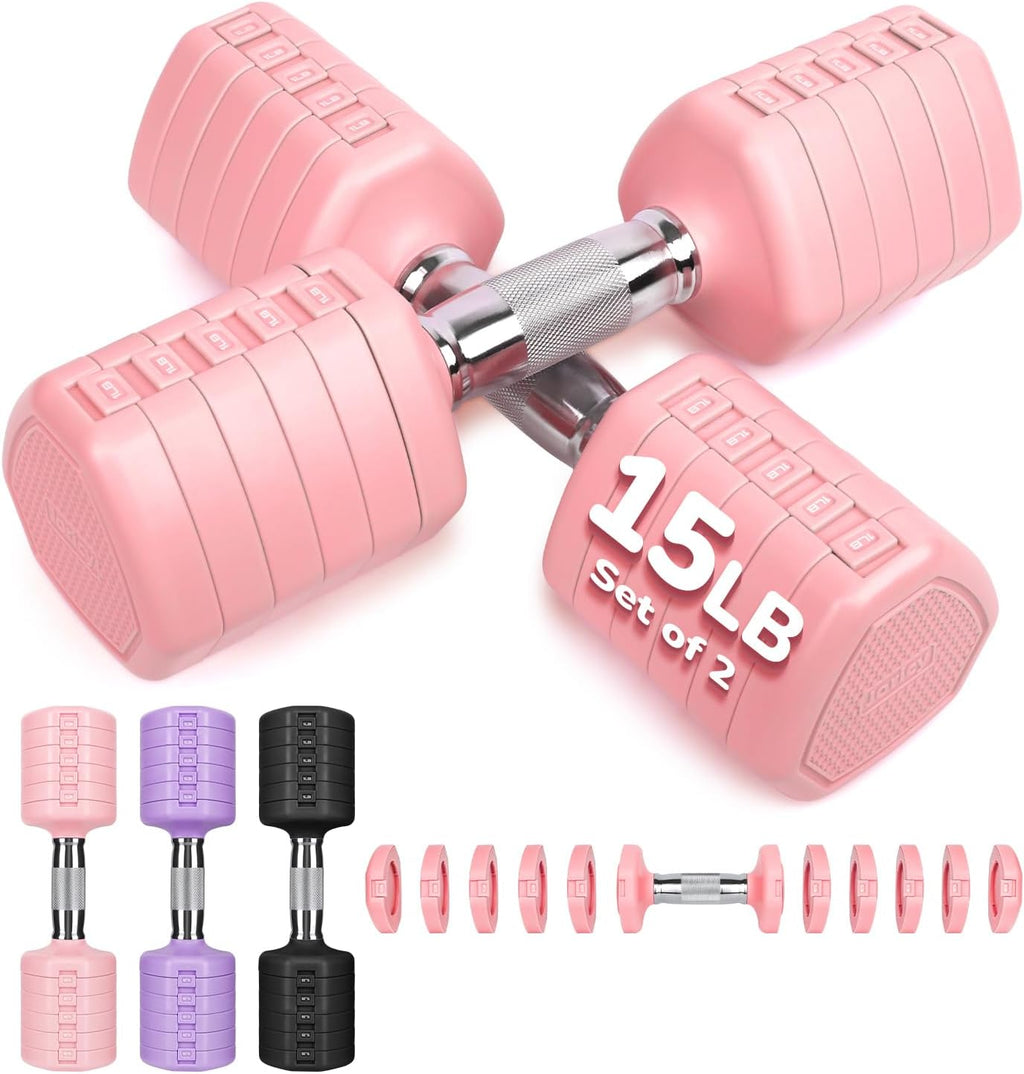 10LBS 20LBS 30LBS Dumbbell Set, Adjustable Dumbbells Set of 2 Hand Weights for Women Men Weight Sets for Home Gym Outdoor Exercise Workout Strength Training Equipments