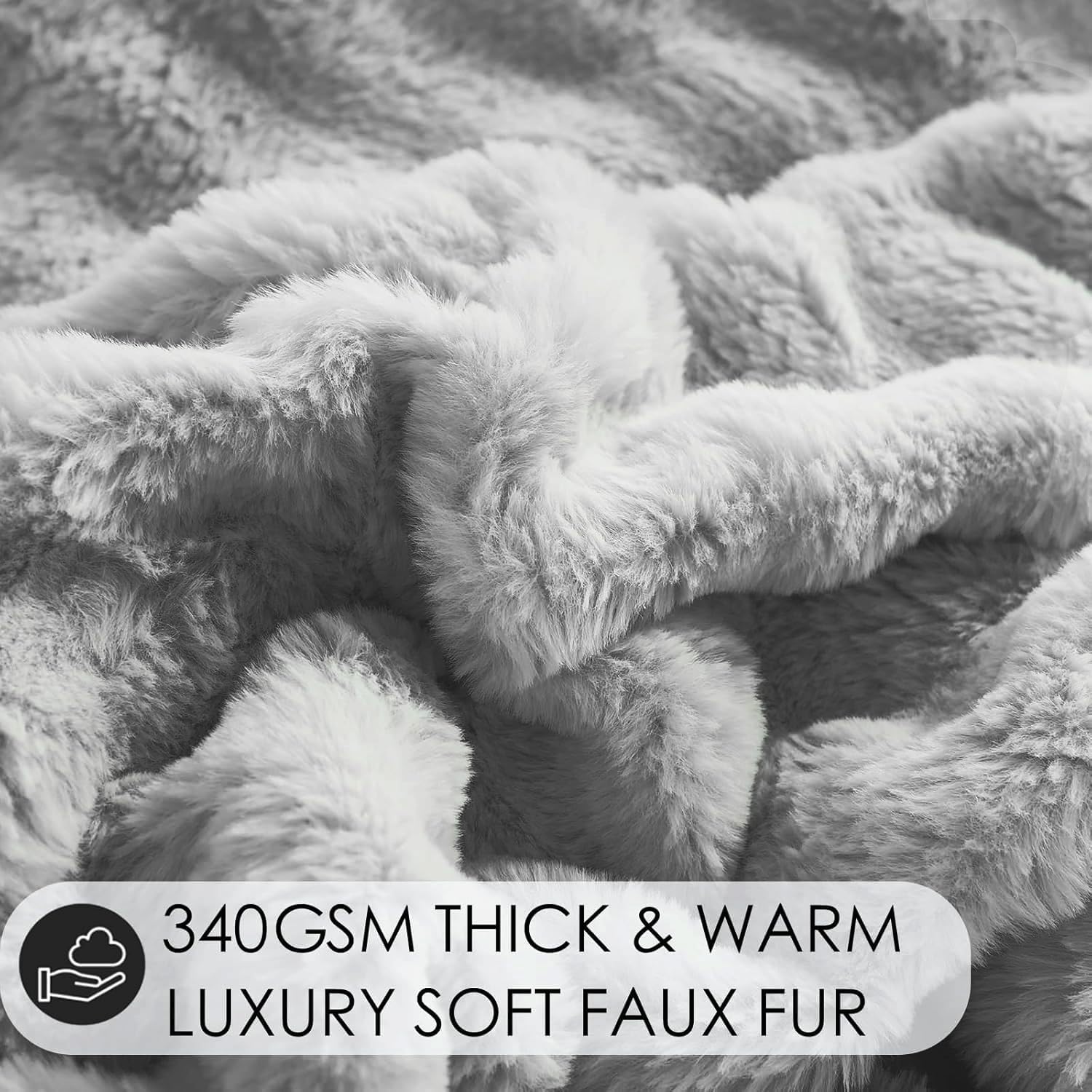 Bedbay Faux Fur Comforter Set King Size Plush Grey Fluffy Comforter Luxury Rabbit Fur Fuzzy Furry Bedding Set 3 Pieces Soft Warm Shaggy Velvet Reversible Quilt Duvet Set for Boys Girls Kids