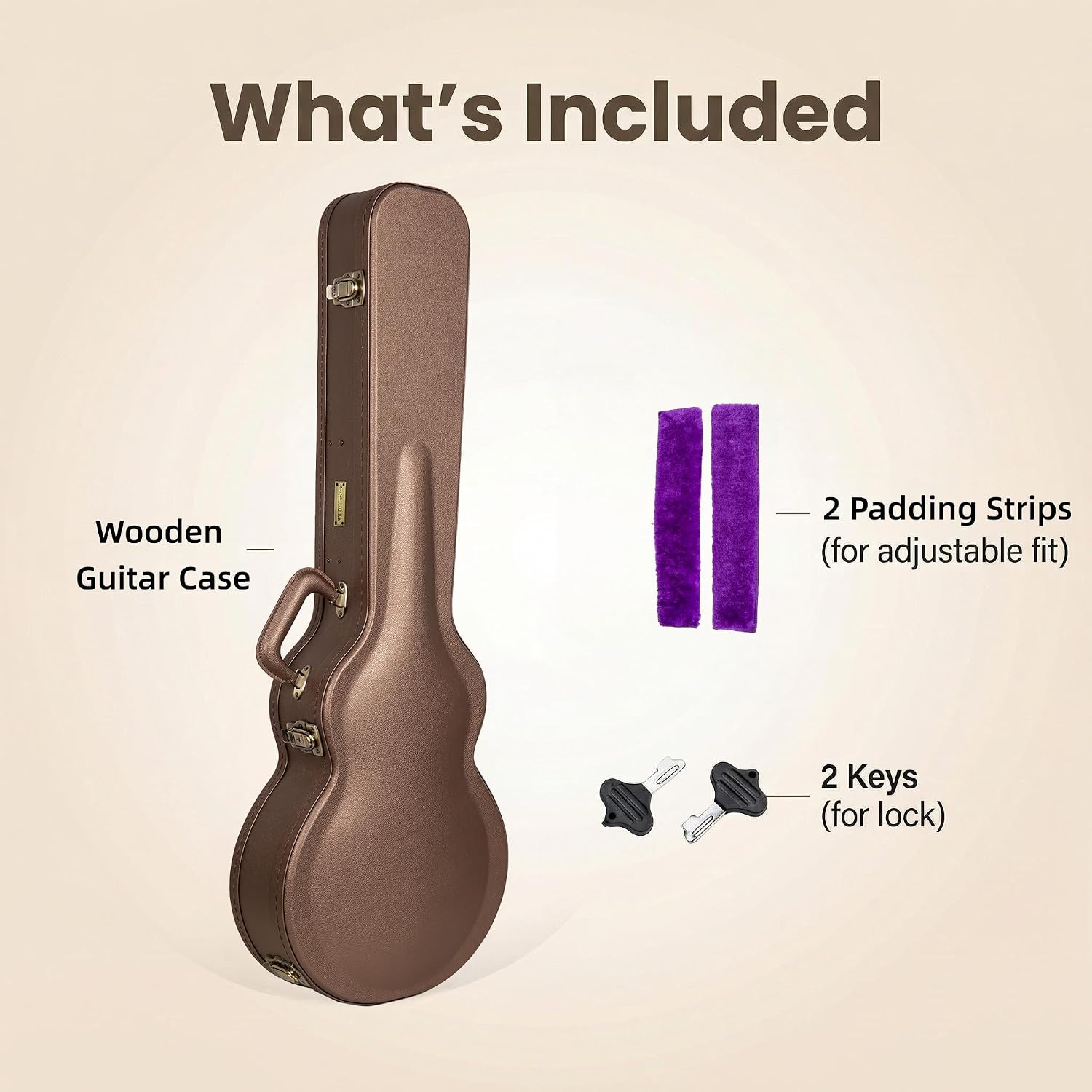 Crossrock Wooden Electric Guitar Case for Les Paul Style | Chocolate Brown Finish, Purple Velvet Interior, Lock – Designer Series(CRW520LCB)