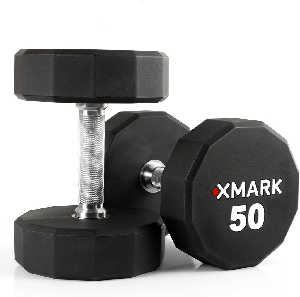XMARK Dumbbell Weights Sets, 5-50lb and 5-75lb Dumbbell Sets, No Odor, Urethane Dumbbells, Commercial Gym and Home Gym Equipment