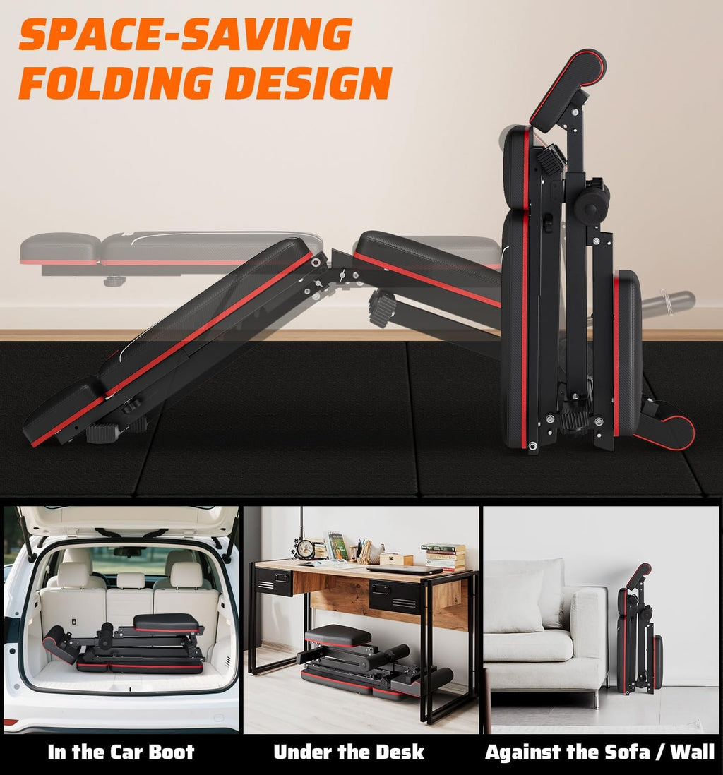 Adjustable Weight Bench & Workout Bench & Leg Extension for Home Gym, Foldable Bench Press for Full Body Workout with Leg Developer & Preacher Pad, 900Lbs Capacity & Space-Saving Design