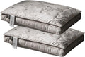 Luxury Mulberry Silk Filled Pillow 2 Pack - 100 Count Cotton Jacquard Pillowcase, Ultra-Soft & Smooth Natural Mulberry Silk Bed Pillows for Sleeping, Head & Neck Support, 48 X 74CM,Gray