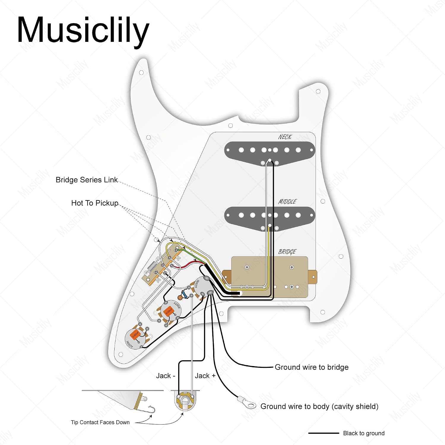 Musiclily Pro Auto-Split HSS Loaded Pickguard ST Prewired Pickguard with Artec Alnico 5 Single Coil Humbucker Pickups for American/Mexico Import Squier Strat Electric Guitar, 4ply Aged White Pearl