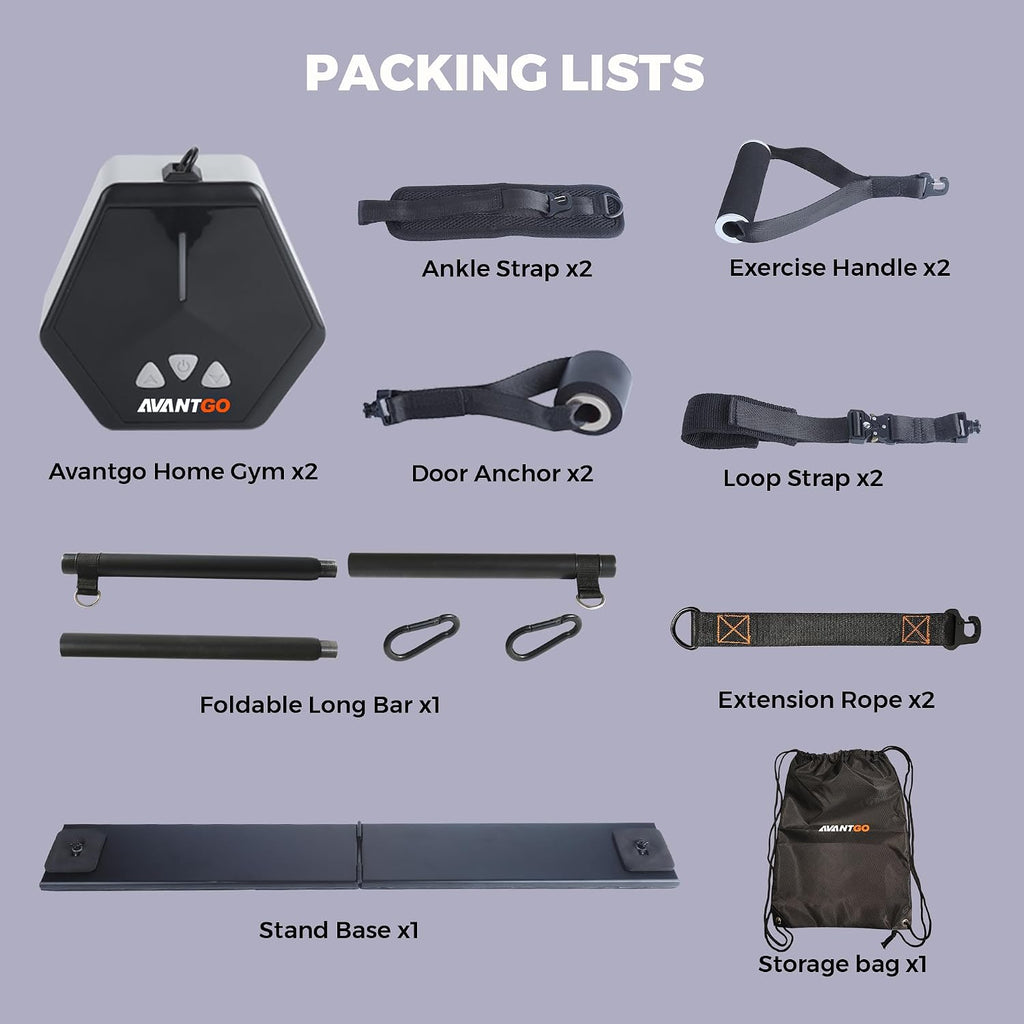 Portable Home Gym, Multifunctional Cable Fitness Machine, Resistance Adjustable Functional Trainer, App & Bluetooth Connection, Full Body Workouts, Fitness Anywhere, Gray