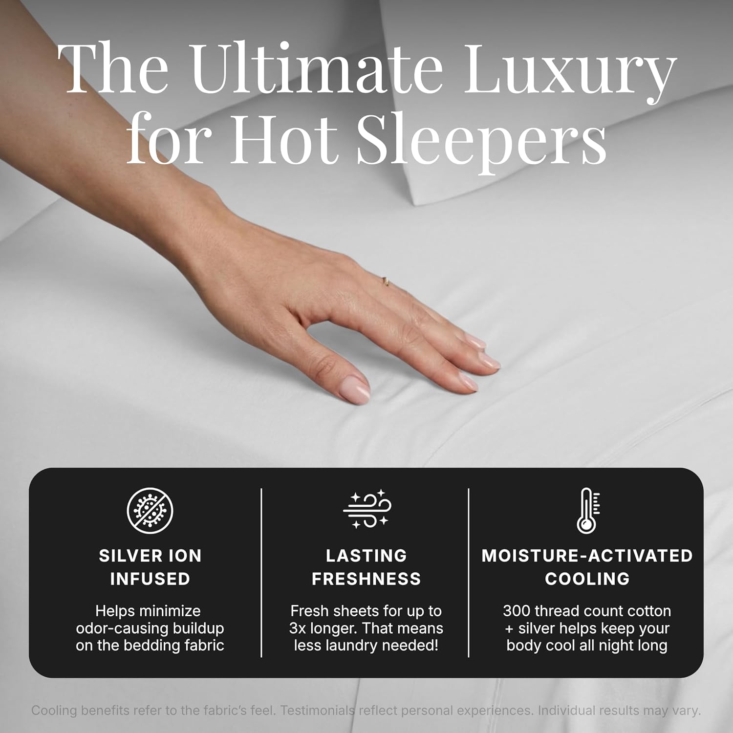 Miracle Made Extra Luxe Soft, Cool-to-the-Touch Cotton Bed Sheet Set, 4-Piece – Silver-Treated, Breathable, Lightweight Bedding – Queen Size, White