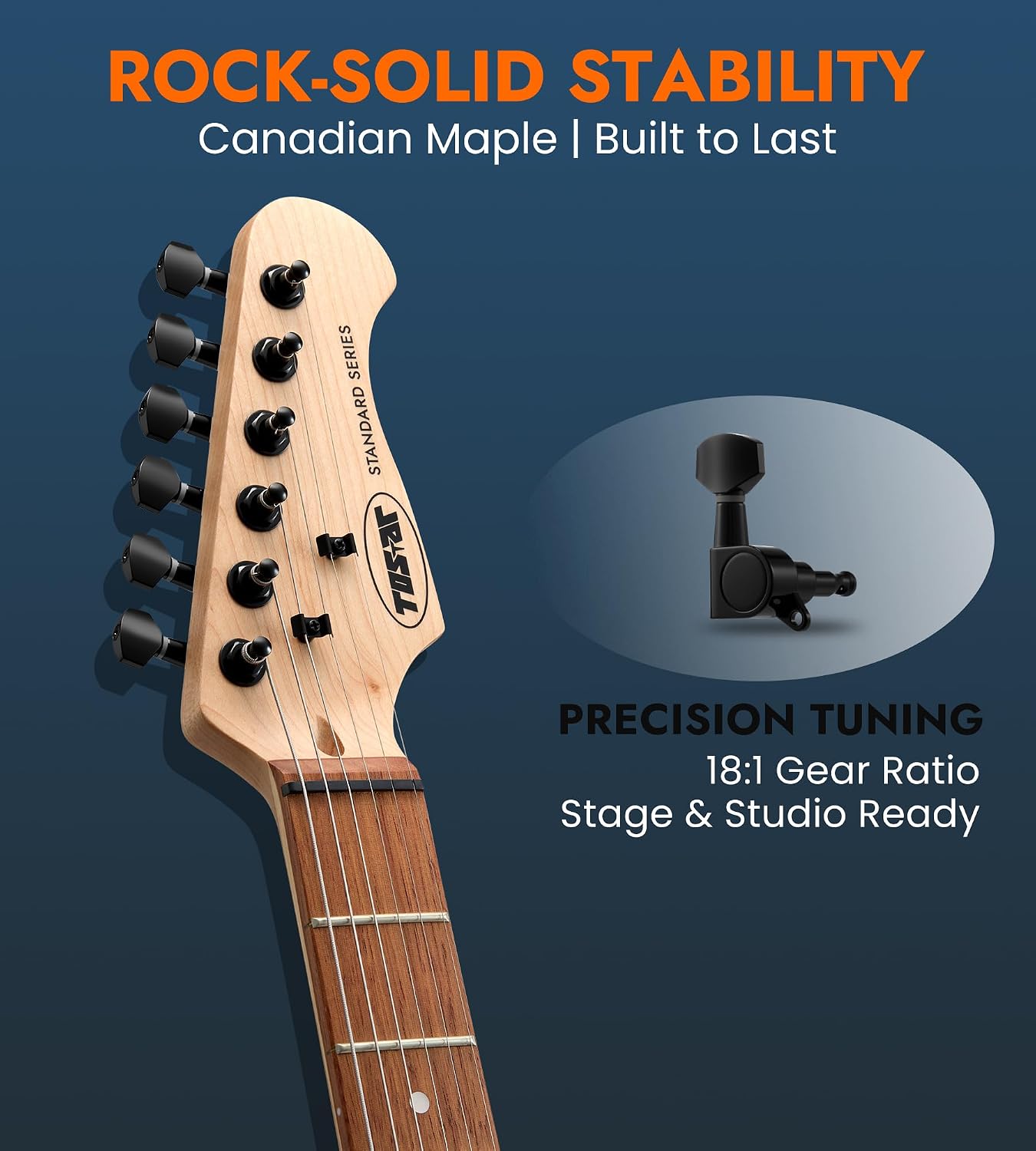 Tostar Electric Guitar Kit with Amp SSS Pickup Beginner Electric Guitar with Gig Bag,Capo,Tremolo, Strap, Picks Stratocaster 39' Full Size Electric Guitars Heavy Metal 6 String for Gifts Satin Blue