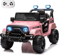 MINIATURE MOTORS 12V Kids Electric Ride on Truck Car Remote Control, Twin 35W Motors 3.5MPH Max Speed, Bluetooth Music Player, 4 Wheels Suspension LED Lights Safety Belt Gift for Boys Girls-Light Pink