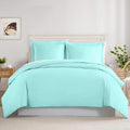 800TC 3 Sided Zipper Duvet Cover Set Soft Egyptian Cotton 3 Sided Zipper Closure, 3 PCS 1-Duvet Cover & 2- Pillow Shams - King-XL Size (98' x 116') Inches, (Aqua Blue Stripe)