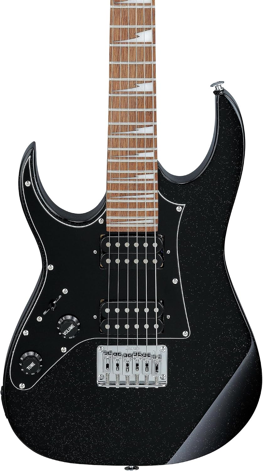 Ibanez GRGM21L RG Gio miKro Short-Scale Electric Guitar, Left Handed - Black Night Bundle with Gig Bag, Tuner, Strap, Instrument Cable, Austin Bazaar Instructional DVD, and Polishing Cloth