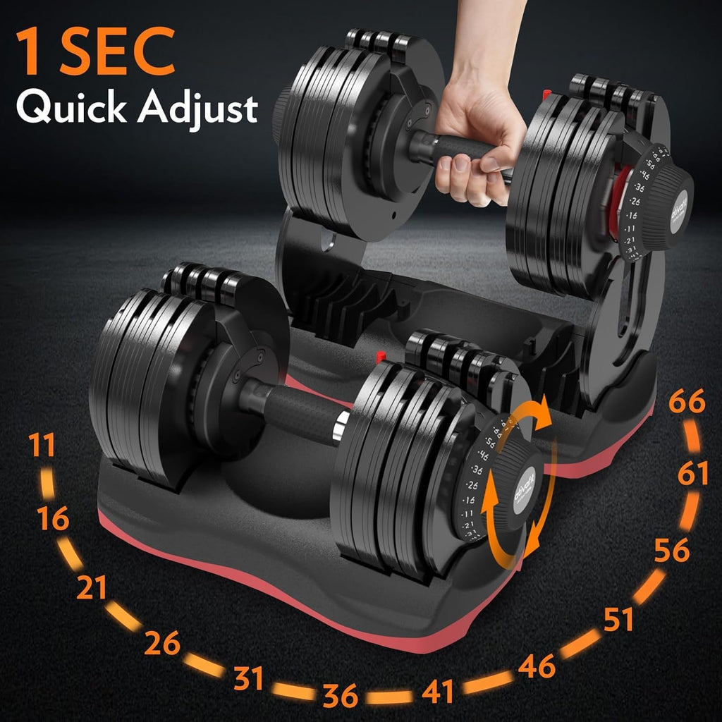 ATIVAFIT Adjustable Dumbbell Set of 2, 5–88LB Quick Dial Free Weights with Double Safety Lock, Anti-Slip Steel Handle & Storage Box, Space Saving Home Gym Equipment for Full Body Strength Training, Suitable for Home Fitness Users