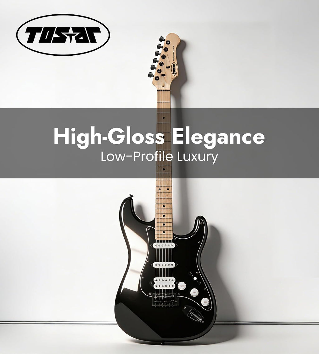Tostar Electric Guitar 39' Kit for Beginners 6 String Bundle with Amp HSS Pickup with Gig Bag,Capo,Tremolo, Strap, Picks Black Electric Guitars Full Size for Gifts