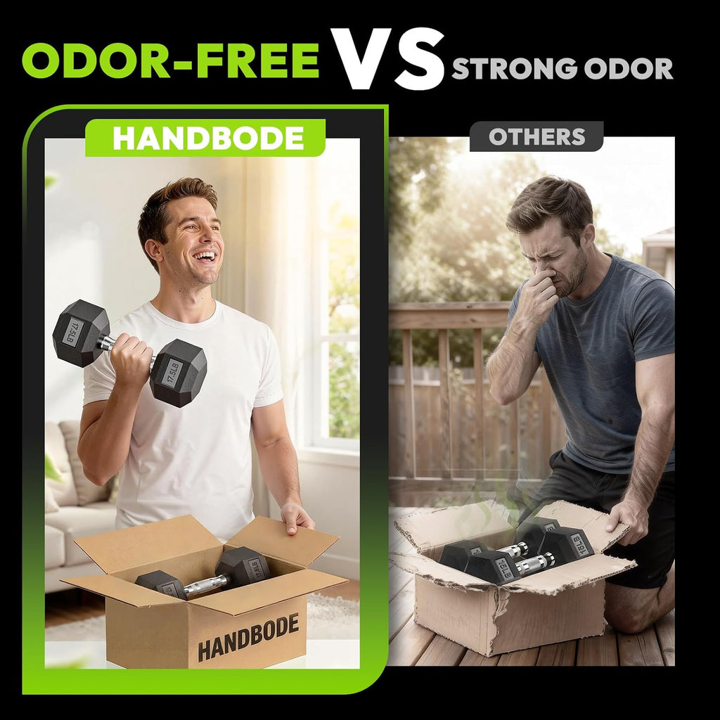 HANDBODE Hex Dumbbell Set with Rack, 300-840 lb Rubber Coated Fixed Weights Sets with Heavy Duty Storage Stand, Hexagon Shape, Multiple Weight Options Home Gym Equipment for Strength Training