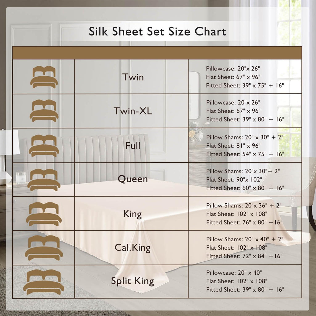 DISANGNI 22 Momme 100% Mulberry Silk Bedding Set - 4-Piece Luxury (2 Pillowcases, 1 Fitted Sheet, 1 Flat Sheet) - 6A Grade Natural Silk (Champagne, Queen)