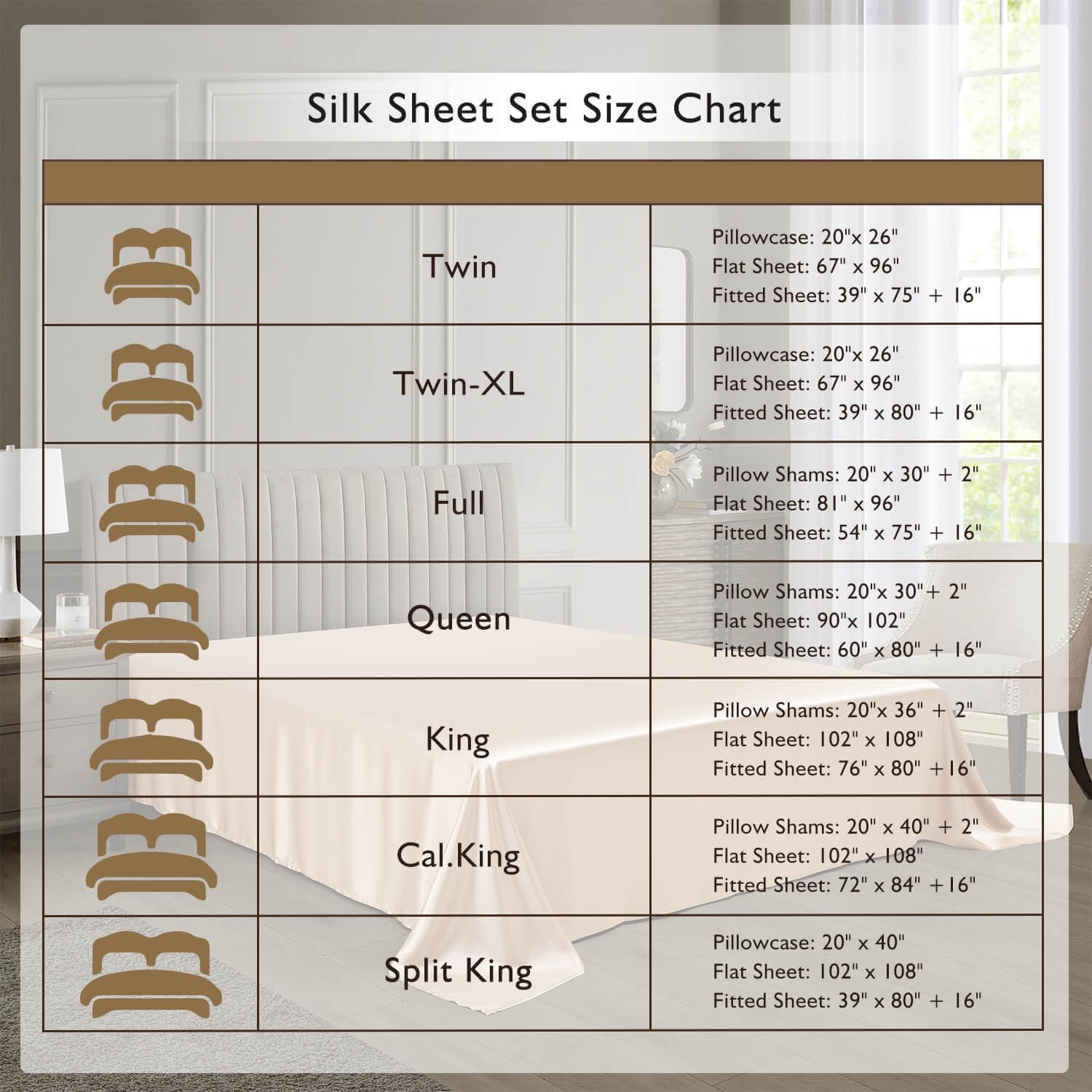 DISANGNI 22 Momme 100% Mulberry Silk Bedding Set - 4-Piece Luxury (2 Pillowcases, 1 Fitted Sheet, 1 Flat Sheet) - 6A Grade Natural Silk (Champagne, Queen)
