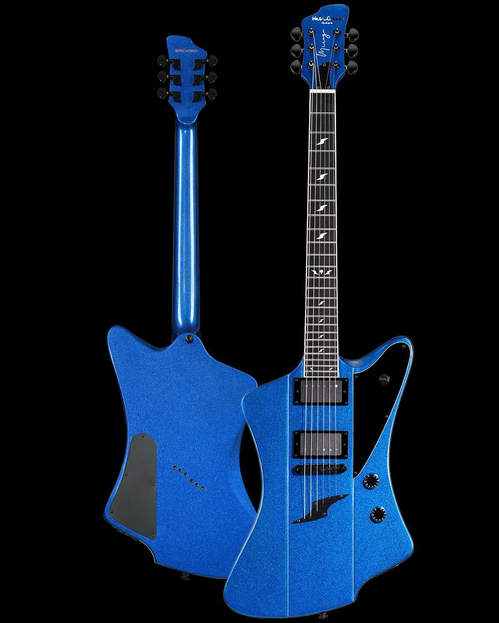 WestCreek Mirage Solid Body Electric Guitar, Mahogany Body, Ebony Fretboard, Maple Neck, Rounded End Frets, Bone Nut, 24 Frets (Blue)