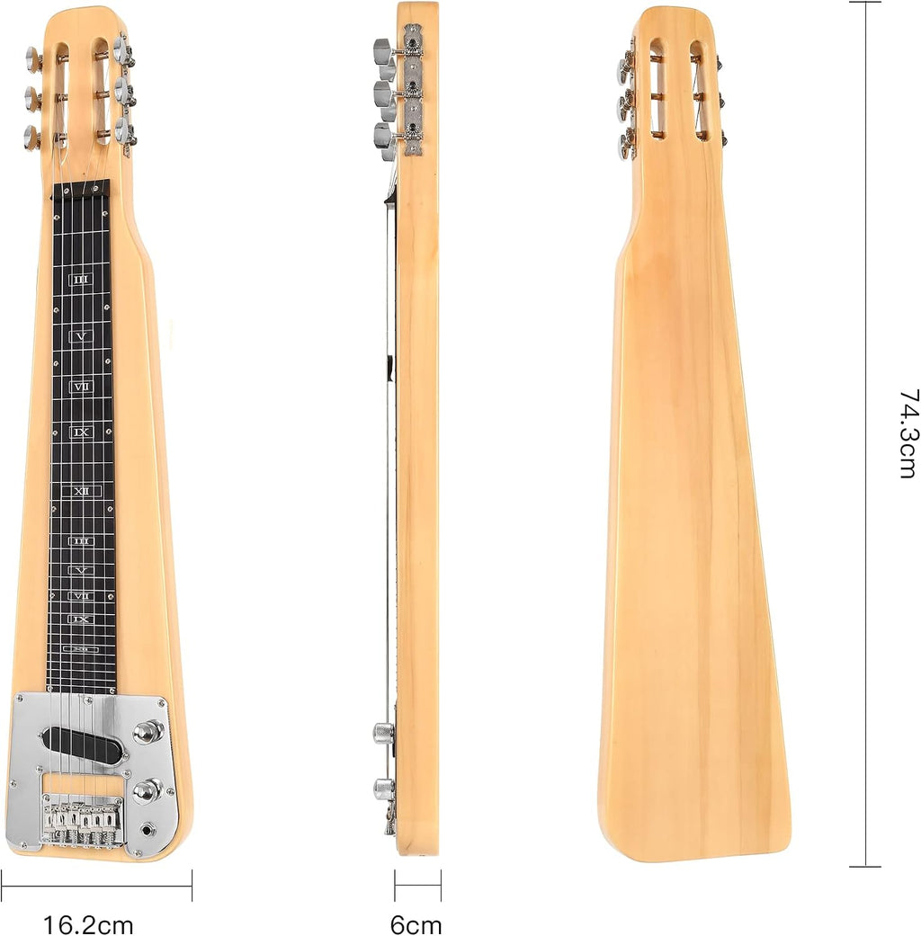 Batking Lap Steel Guitar 6 String Slotted Head Stock Electric Slide Guitars Natural Color
