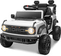 ENYOPRO 12V Electric Car for Kids Licensed Ford Bronco Raptor, Battery Powered Toddler Ride on Car w/Remote Control, Power Pedal & Durable Wheels, Soft Start, Bluetooth, LED Lights, Horn(White)
