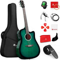 Vangoa Acoustic Electric Guitar Bundle for Beginner Teen Adult Full Size Cutaway Acoustic Guitar Starter Kit Set with Built-in Pickups Bag Tuner Strap Capo Picks Cable, Glossy Green