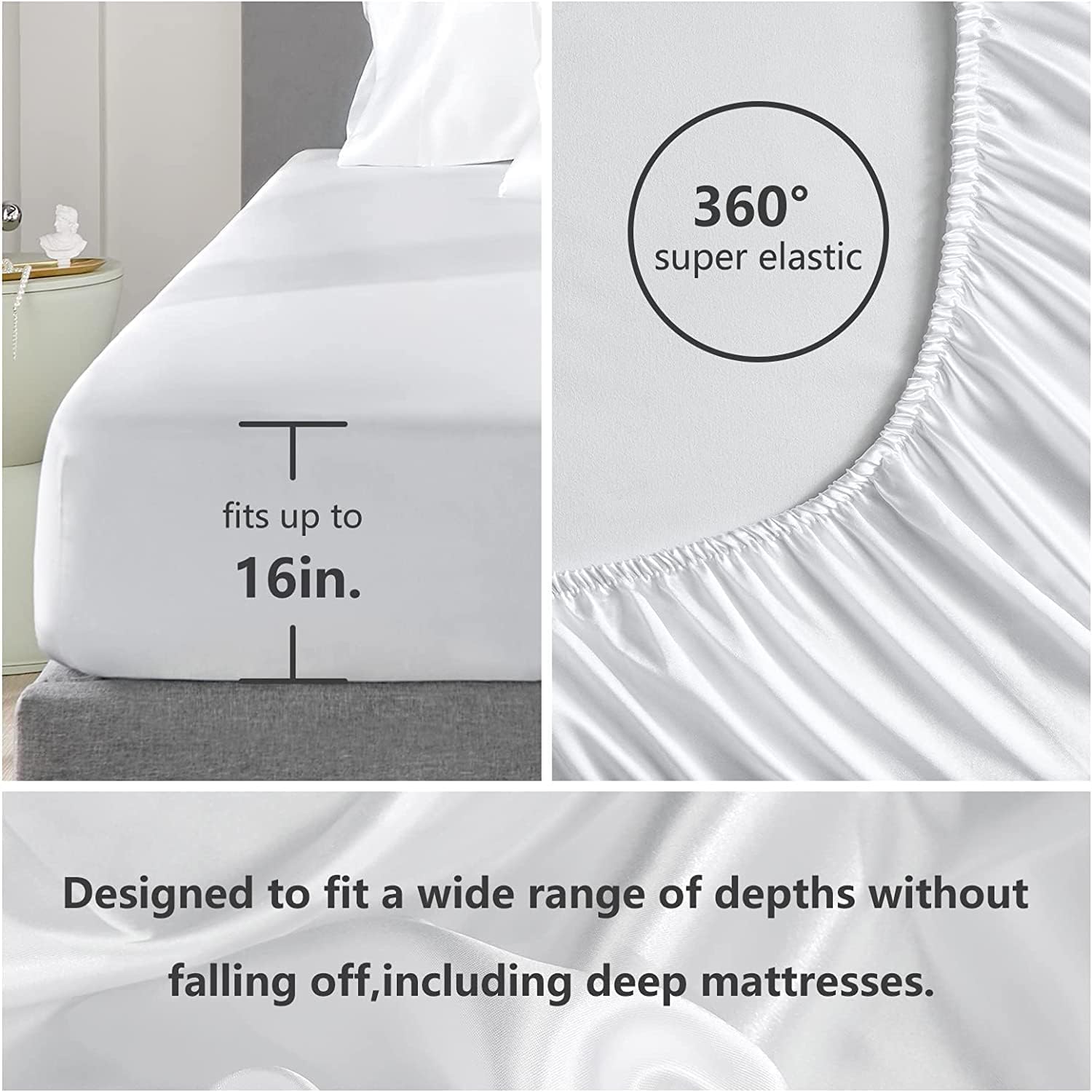 6 Piece Mulberry Silk Sheet Set Queen Size (60x80)+ Upto 16 Inch Deep Pocket Hot Pink Color Smooth Soft and Silk Bed Sheets Queen Size Bedding Set