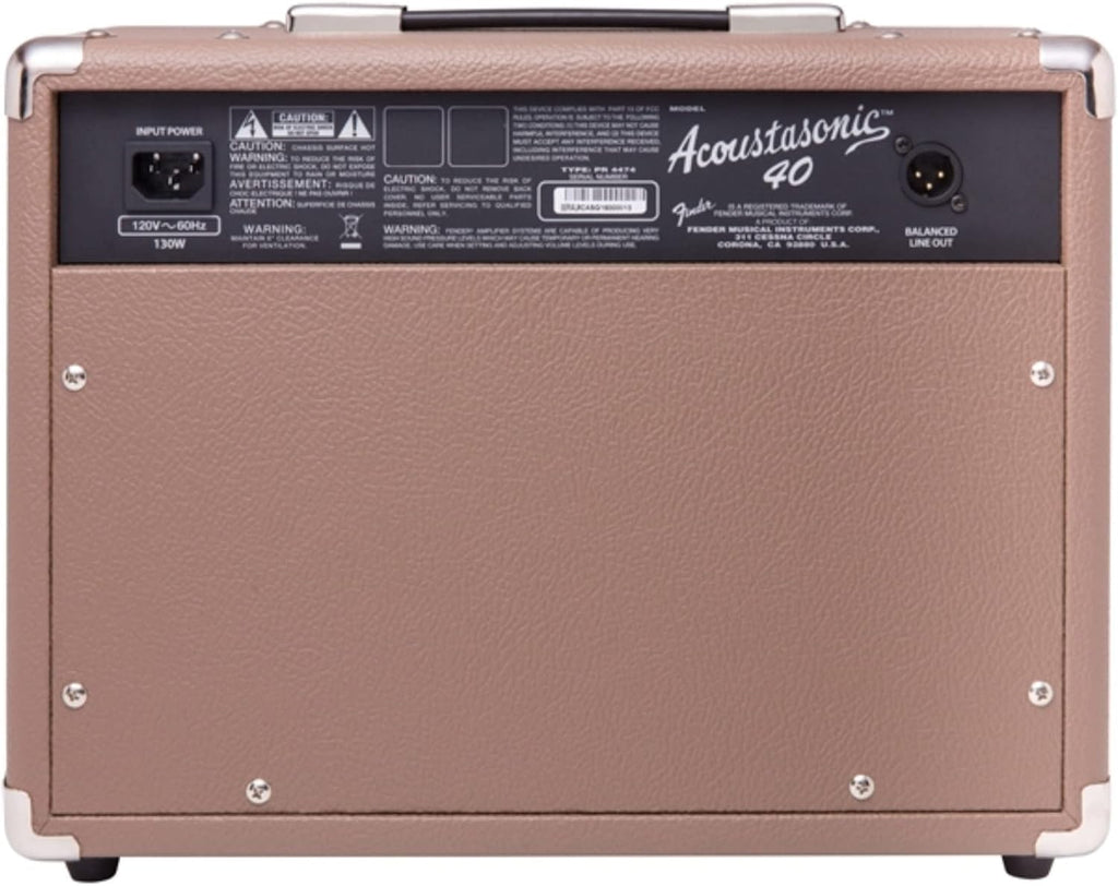 Fender Acoustasonic 40 Acoustic Guitar Amplifier, 40-Watt Portable Combo Amp with Dual 6.5' Speakers, Built-In Reverb, XLR/1/4' Inputs, Brown/Wheat, with 2-Year Warranty