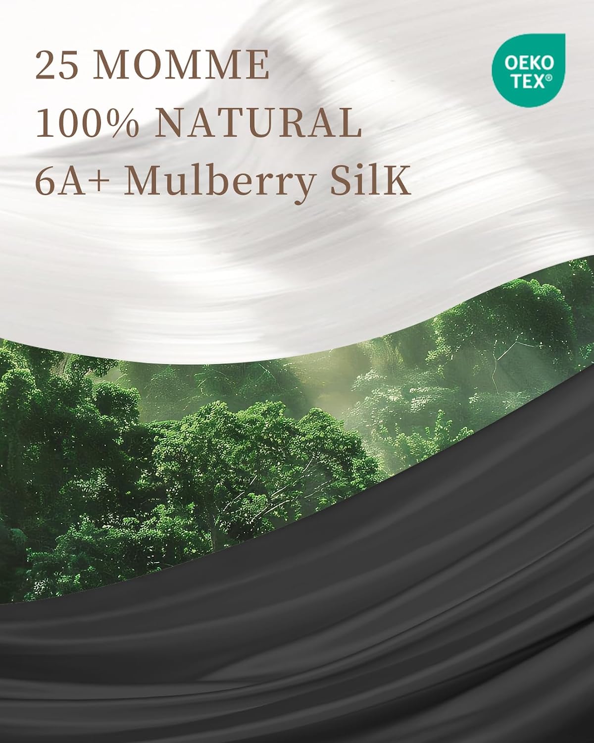 THXSILK 4Pcs Silk Bed Sheets Set, 100% Long Stranded 25 Momme Mulberry Silk Bedding Set, Sheets and Pillowcase Set, Luxurious and Extremely Soft(Black, Queen)
