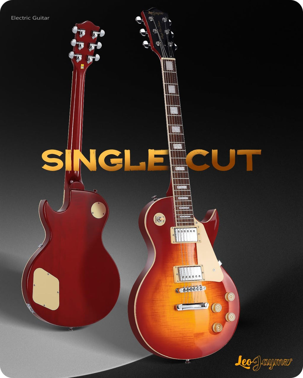Leo Jaymz SC Series Electric Guitar – Mahogany Body, Laurel Fingerboard, Dual Humbuckers, Tune-O-Matic Bridge, C Neck, 18:1 Tuners (Cherry Sunburst)