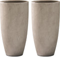 Kante 23.6' H Weathered Concrete Tall Planters (Set of 2), Large Outdoor Indoor Decorative Plant Pots with Drainage Hole and Rubber Plug, Modern Style for Home and Garden