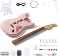Leo Jaymz DIY ST Style Electric Guitar Kits,Spray-painted Mahogany Body,Laurel Wood Fingerboard and Maple Neck, including all Components (ST-Light Pink)