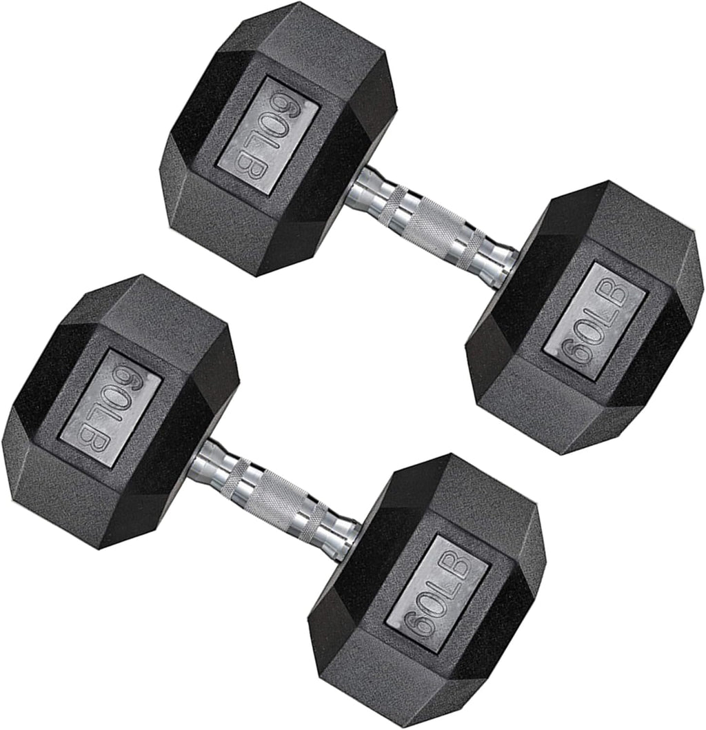 Hex Dumbbell Set, 10-80 lb Rubber Encased Hex Dumbbells, Home Gym Dumbbells for Women & Men, Muscle Toning, Strength Building and Full Body Workout(60 LB Pair)