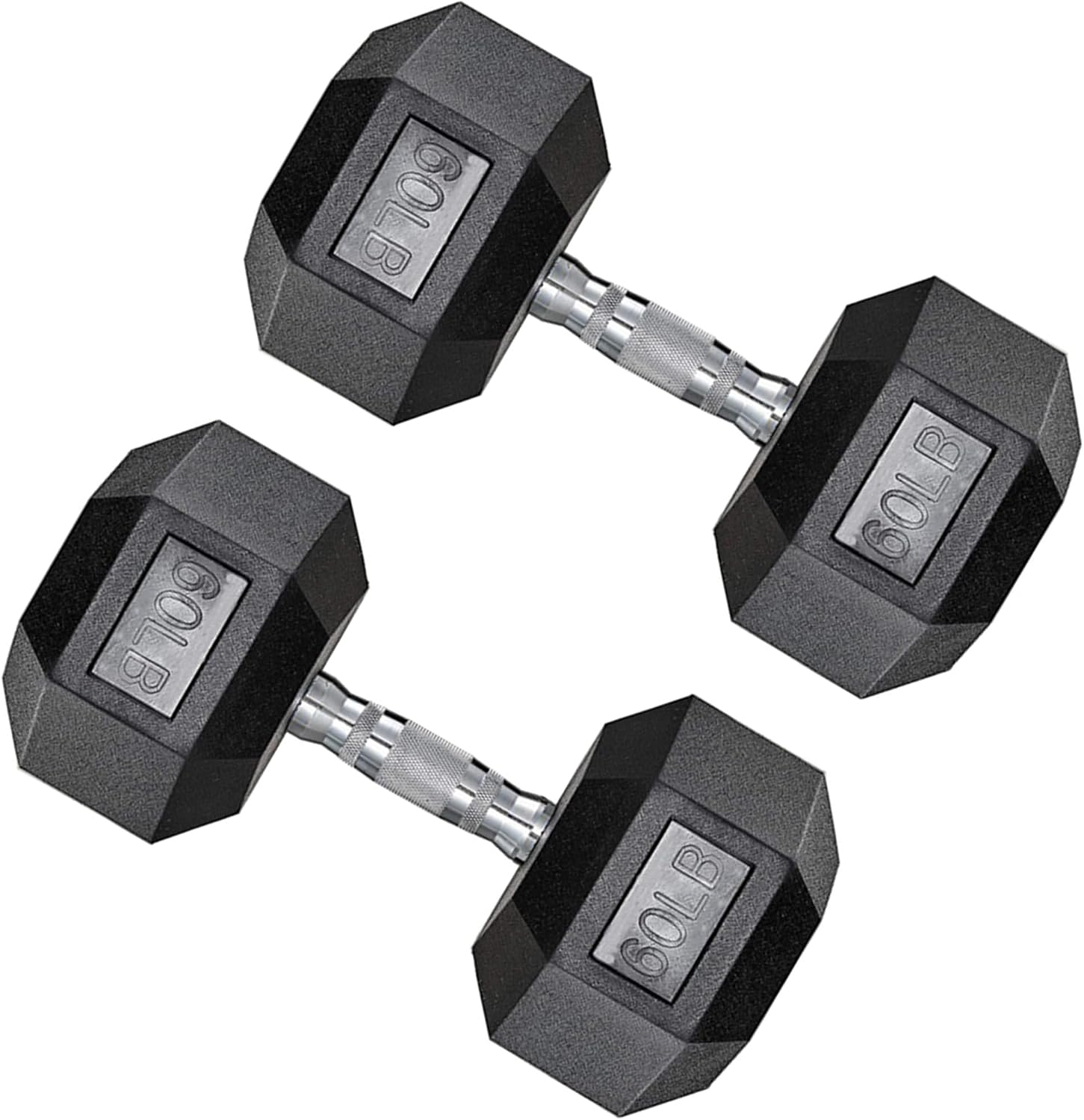 Hex Dumbbell Set, 10-80 lb Rubber Encased Hex Dumbbells, Home Gym Dumbbells for Women & Men, Muscle Toning, Strength Building and Full Body Workout(60 LB Pair)