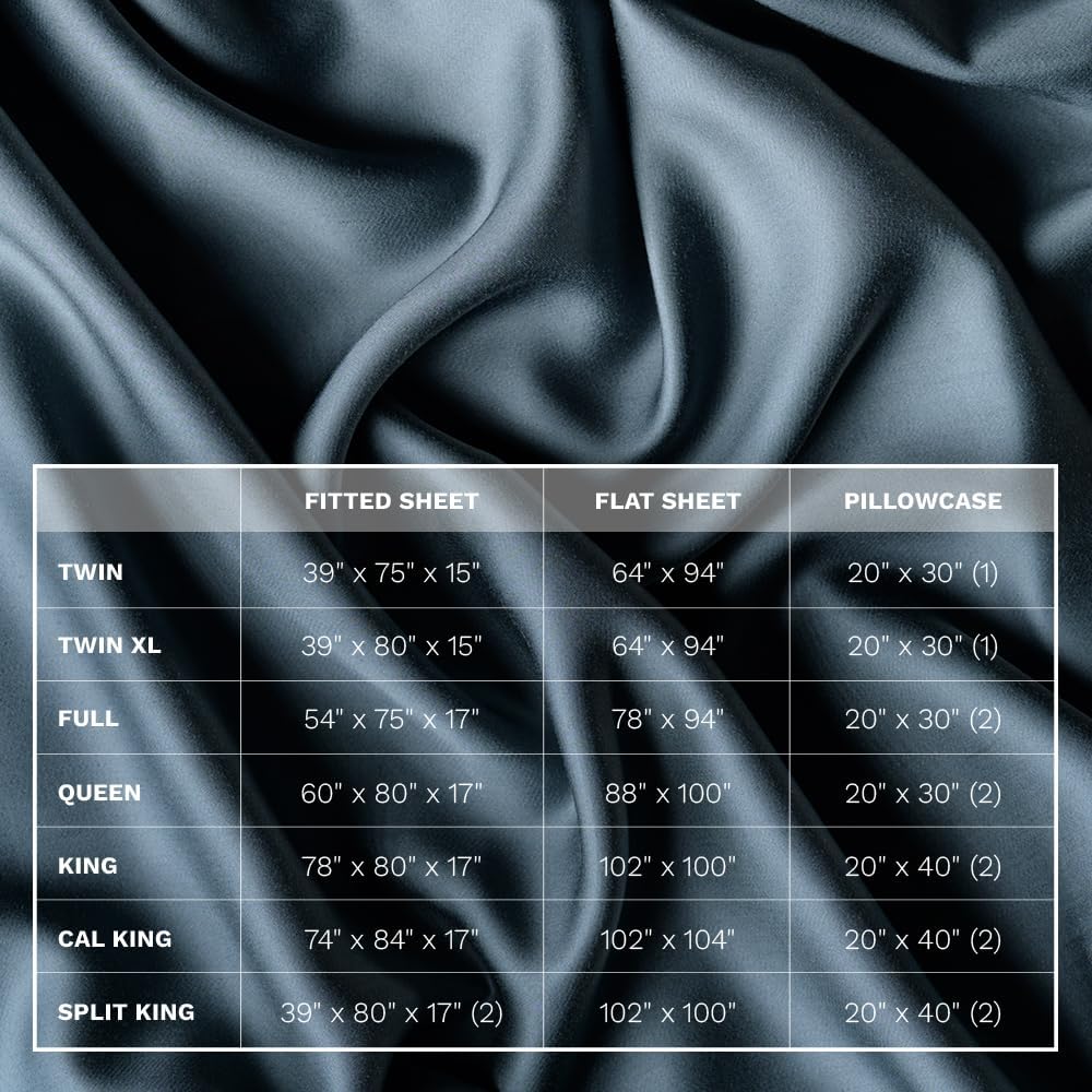 LUXOME Luxury Sheet Set | 100% Rayon (Viscose) from Bamboo | Twin Size - Ocean | Deep Pockets | 3-Piece Set (Fitted, Flat, Pillowcase)