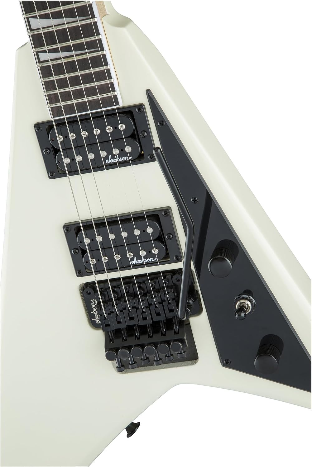 Jackson Rhoads JS32 Electric Guitar - Ivory Bundle with Cable, Tuner, Strap, Picks, and Austin Bazaar Guitar DVD