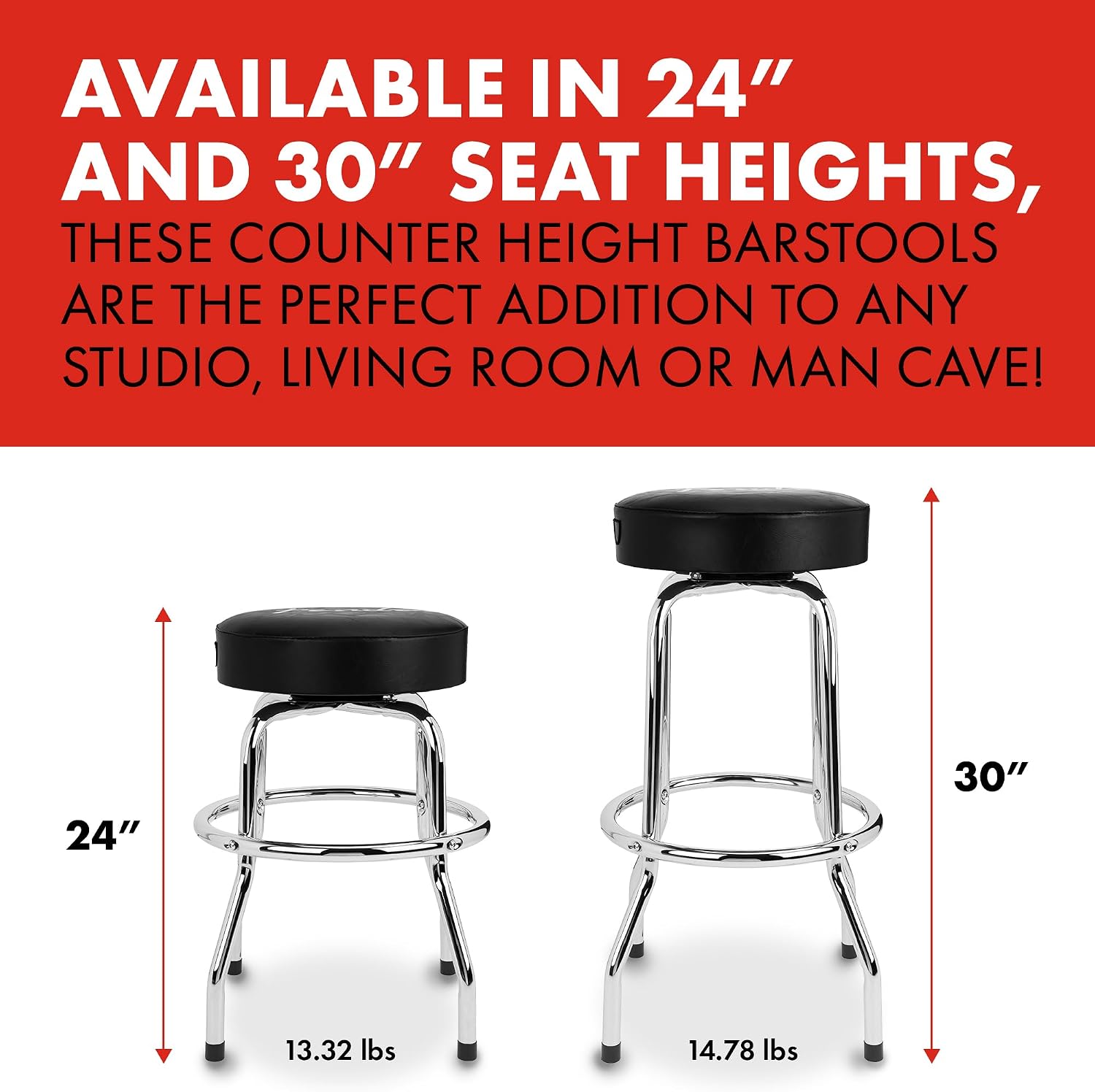 Fender Spaghetti Logo Swivel Barstool with Guitar Picks Pouch, Great Gifts for Dad, with 1 Year Limited Warranty, Simple Assembly, Black/Black, 30'